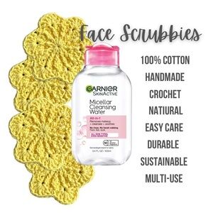 🌻Handmade Sakura Blossom Crochet 100% Cotton Face Scrubbies Set of 4